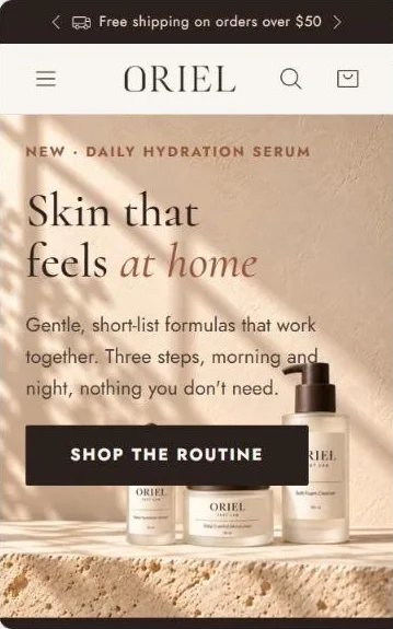 The same homepage on a phone